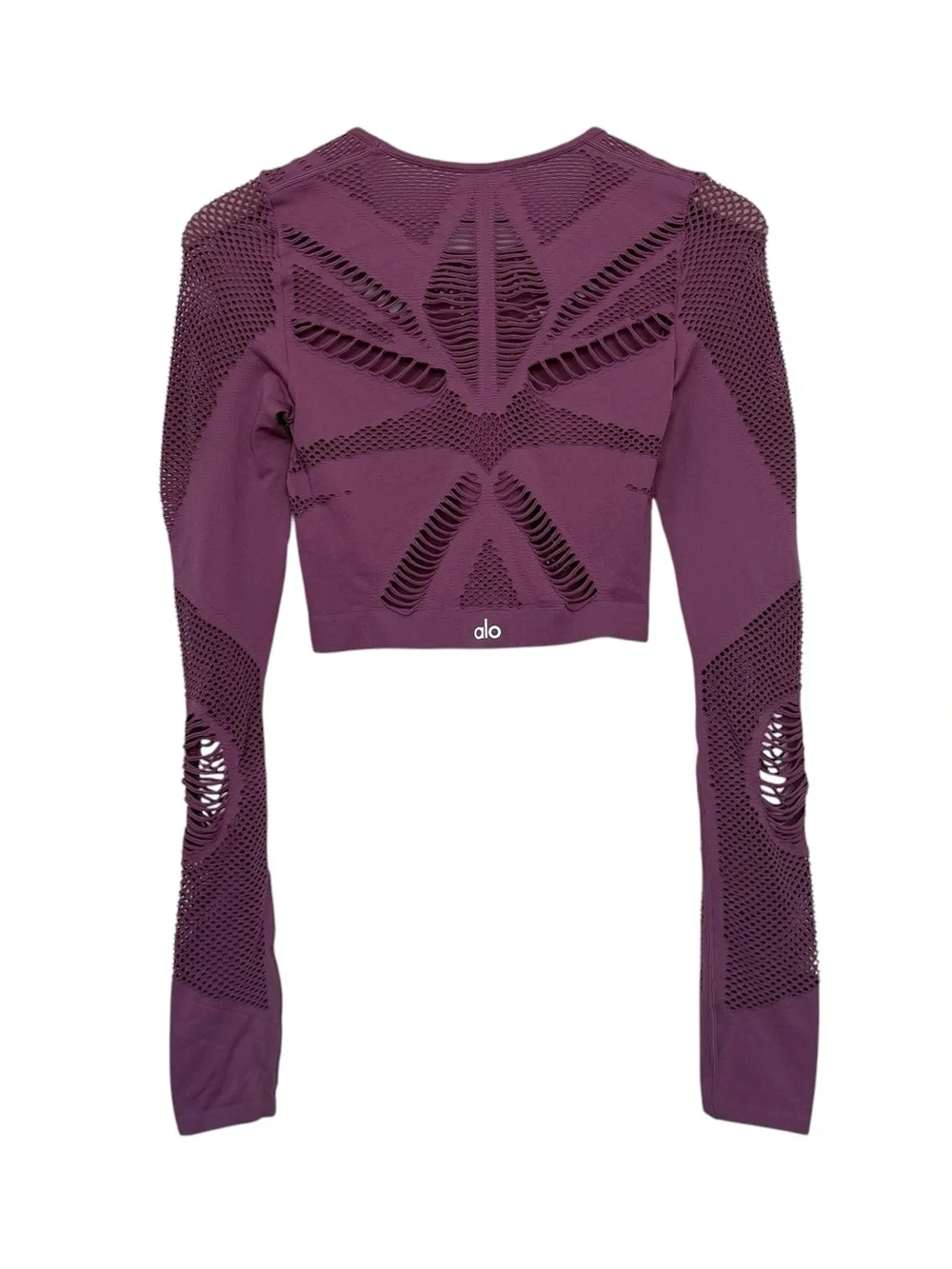 Alo Yoga Siren Medium Cropped Long Sleeve Cut Out Top Gym Workout
